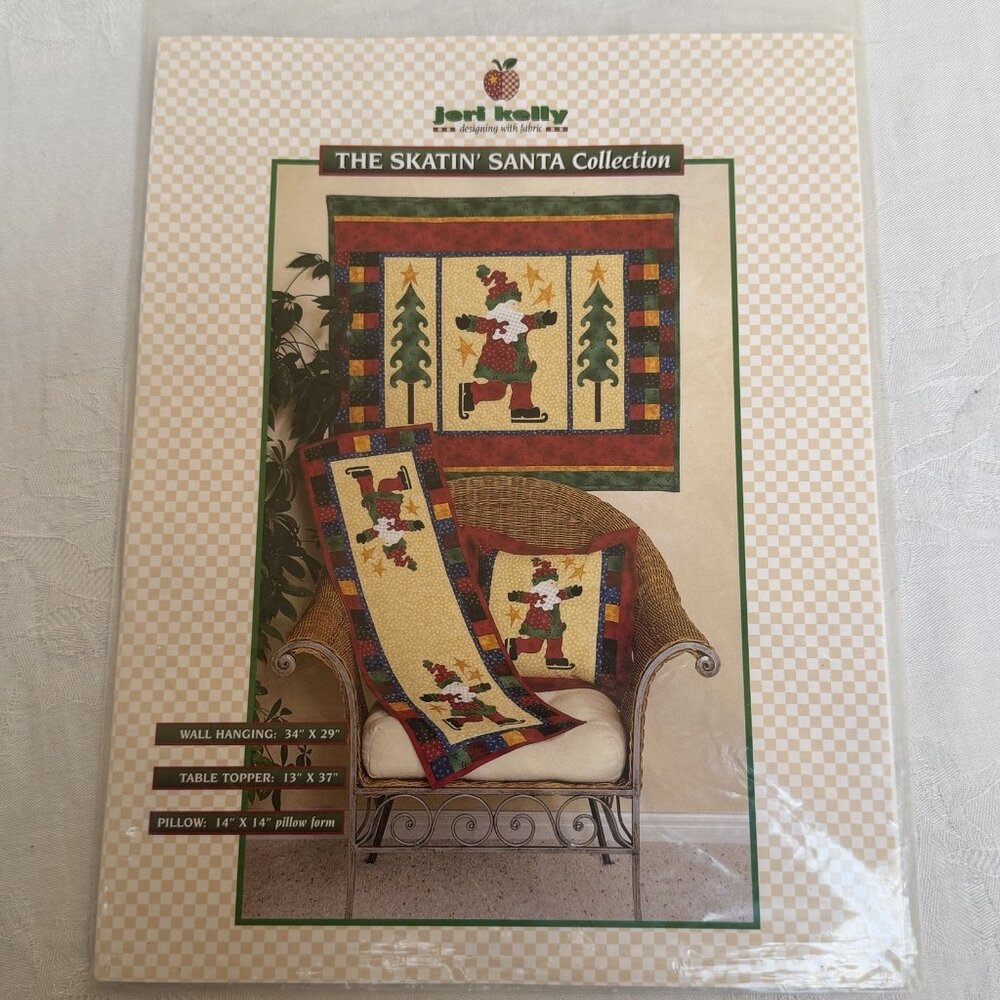 Jeri Kelly The Skating Santa Collection Quilt Pattern Pillow Wall Hanging 2002